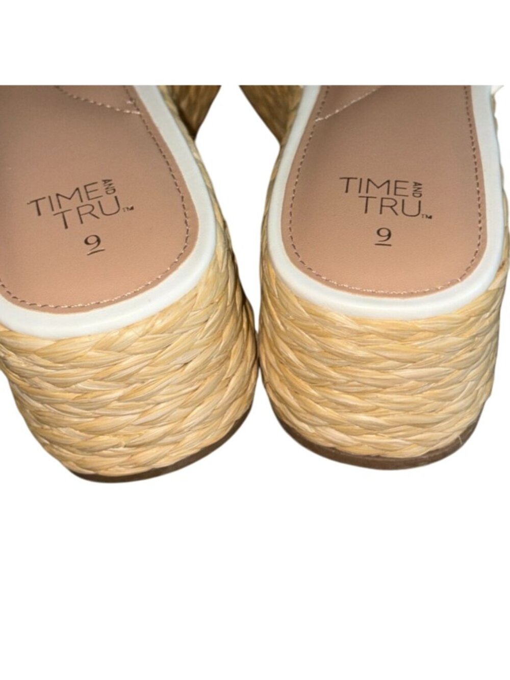 Time and Tru Women's Raffia Platform Slide Sandals-Size 9-White-GUC - Picture 4 of 7